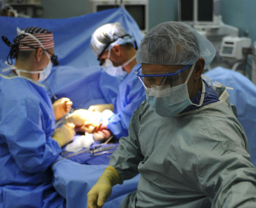 surgeons and patient