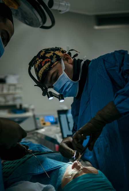 surgeon performing rhinoplasty