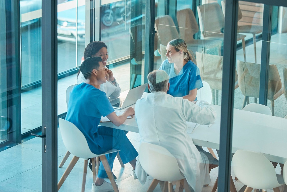 Group of modern doctors Sitting